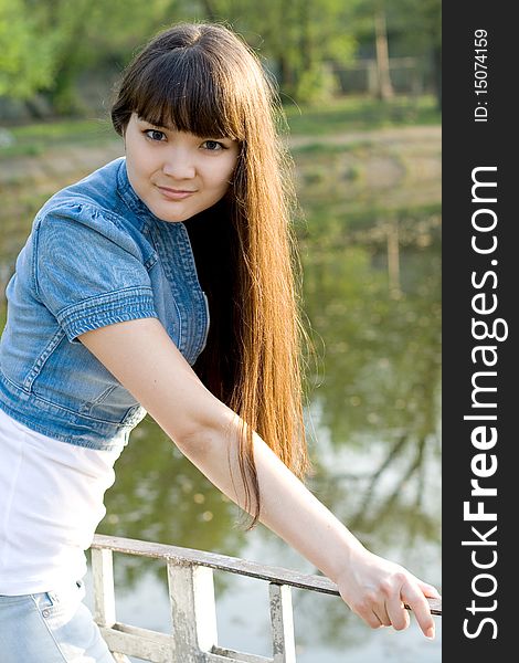 Girl walking in a park