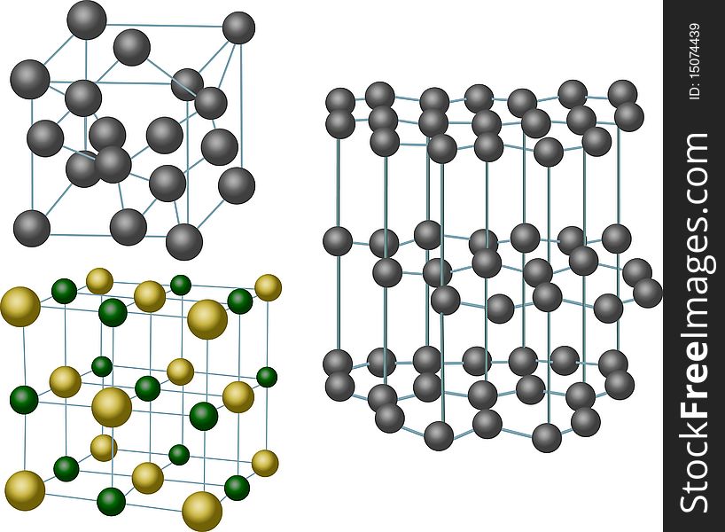 Set Of Three Crystal Structures