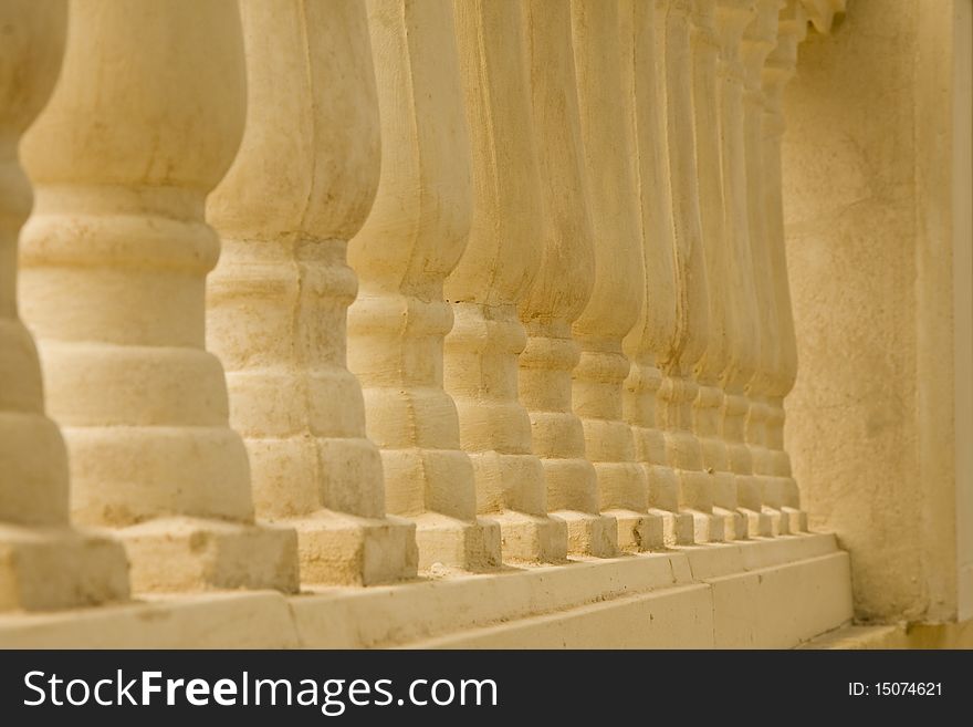 A row of huge pillars. A row of huge pillars.