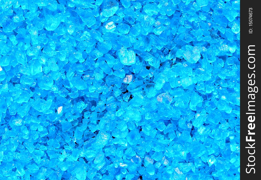 Blue bath salt crystals