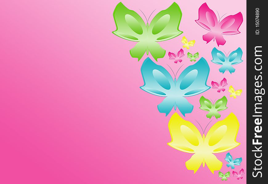 Background with abstract colour butterflies. Background with abstract colour butterflies