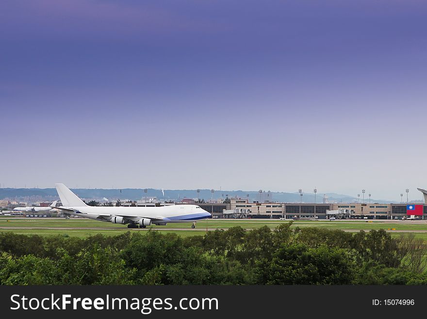 Aircraft take off in taiwan airport