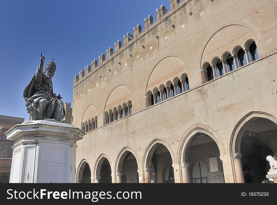 Statue of Pope Paul the Fifth blessing the City of Rimini, Italy. Statue of Pope Paul the Fifth blessing the City of Rimini, Italy.