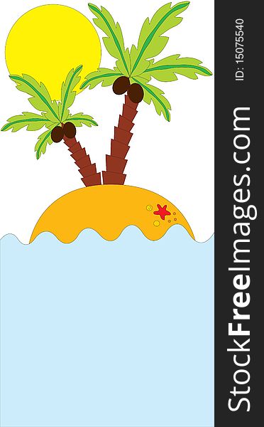 Tropical palm on island in ocean