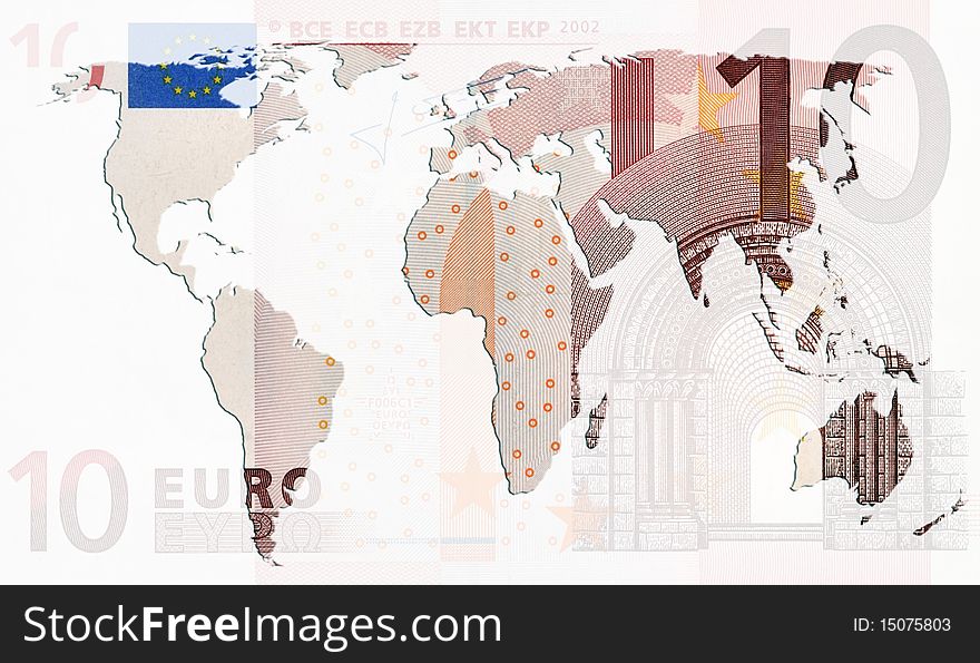 Concept illustration showing the spread of the Euro currency. Concept illustration showing the spread of the Euro currency