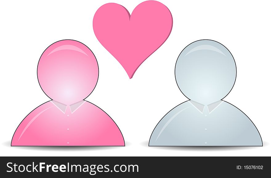 Web buddy icons with a heart in the middle