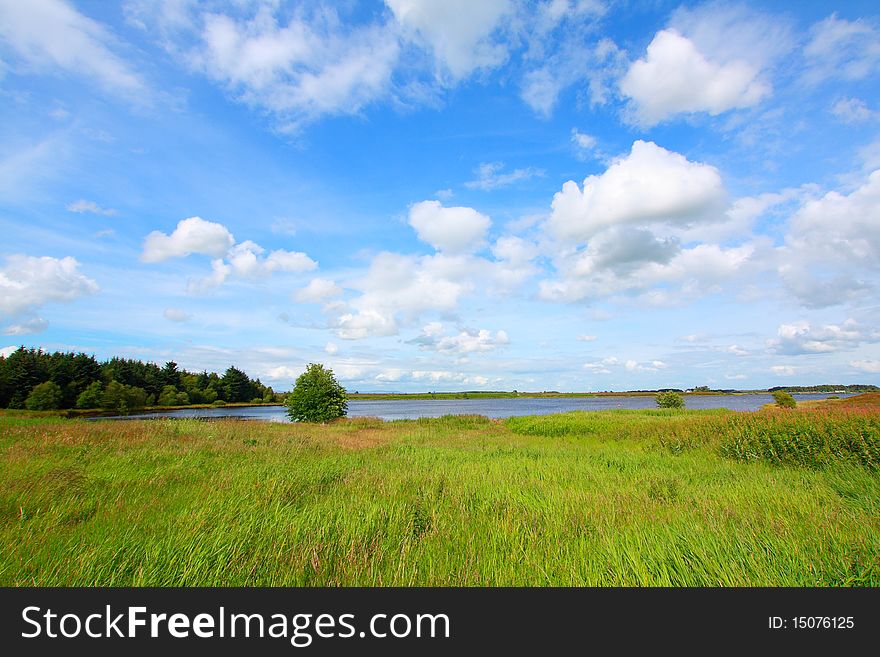 Scottish Summer landscape with blue sky