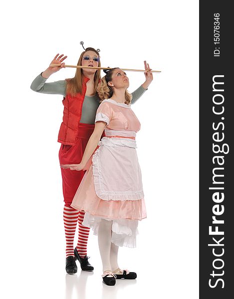 Dancers performing isolated on a white background