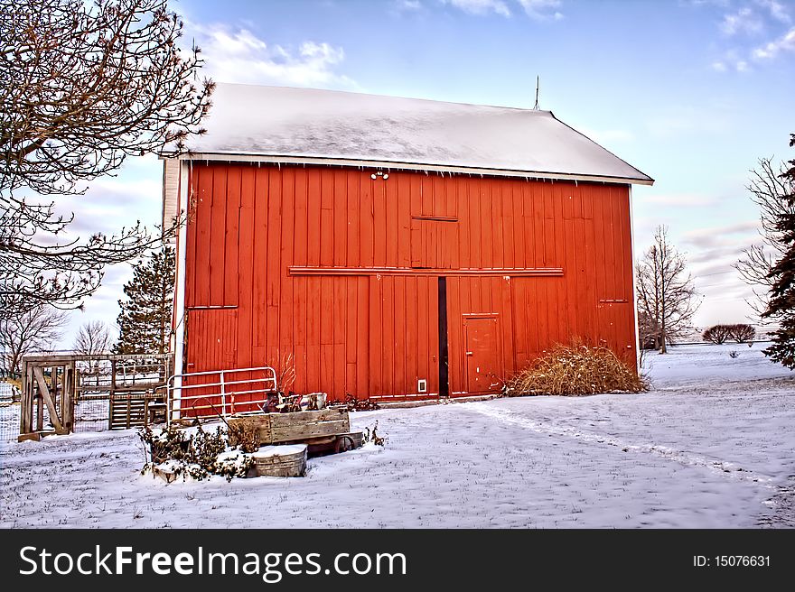 Red Barn in the Snow