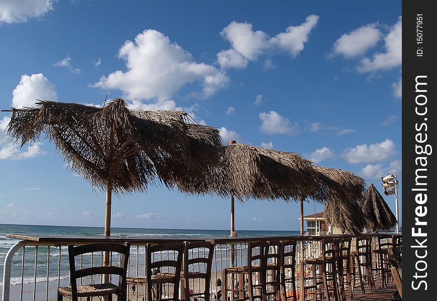 Outdoors coffee shop Cafe bar on a tropical beach. Outdoors coffee shop Cafe bar on a tropical beach