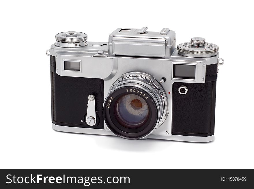 Old Camera Isolated On A White.