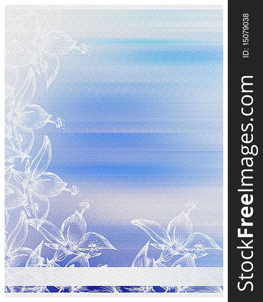 A beautiful  blue and white invitation card with  flowers  background