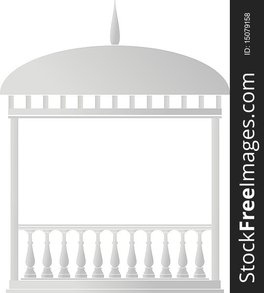 Illustration vector of architectural element - Arbour (rotunda): grey, isolated, white background. Illustration vector of architectural element - Arbour (rotunda): grey, isolated, white background