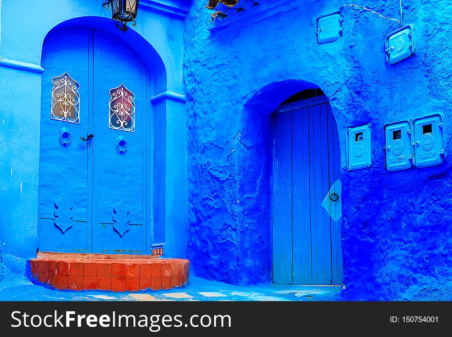 Chefchaouen, a city with blue painted houses. A city with narrow, beautiful, blue streets. Chefchaouen, Morocco, Africa
