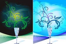 Glass Cup Champagne With Rising Swirl Royalty Free Stock Image Glass Cup Champagne With Rising Swirl Royalty Free Stock Image