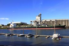 Cargo Ship & Grain Elevator. Stock Images Cargo Ship & Grain Elevator. Stock Images
