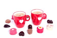 Ovely Cups With Coffee And Chocolate Candy Royalty Free Stock Images Ovely Cups With Coffee And Chocolate Candy Royalty Free Stock Images