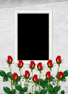 Card For The Holiday With Red Rose Stock Photography Card For The Holiday With Red Rose Stock Photography