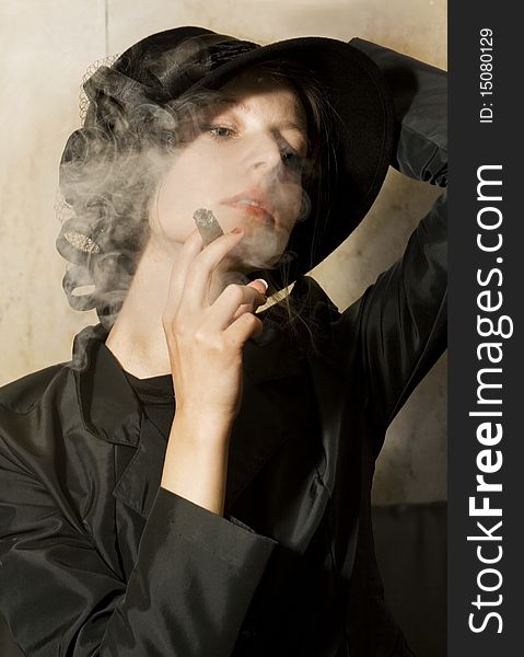 Girl smoking cigarre