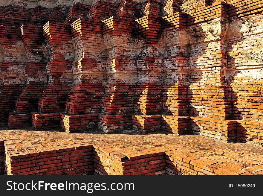 Brick Of Base Of Temple, Ayutthaya, Thailand