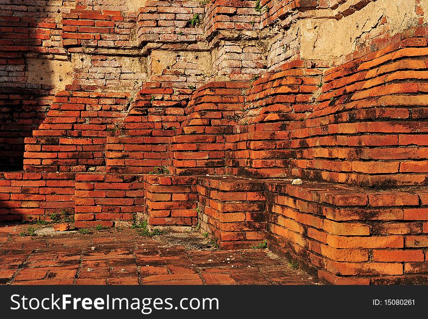 Brick Of Base Of Temple, Ayuttaya, Thailand