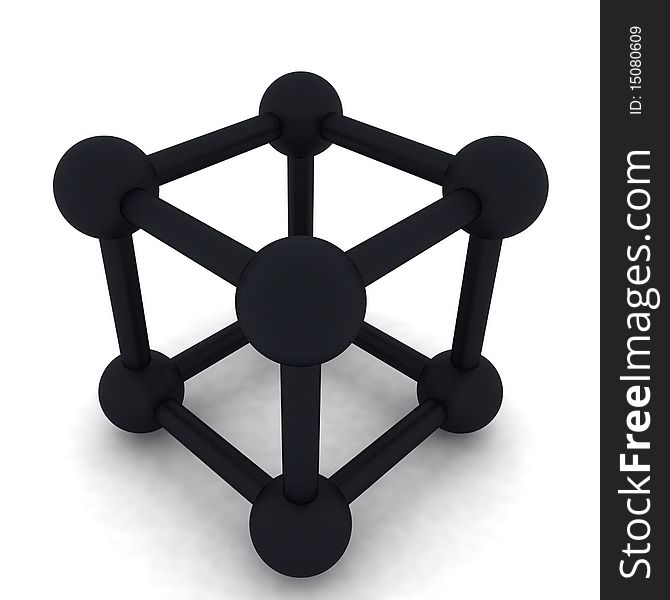 3D Cube and corner big spheres. 3D Cube and corner big spheres