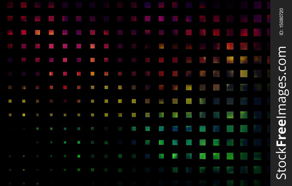 Abstract background colored sqares on a black background