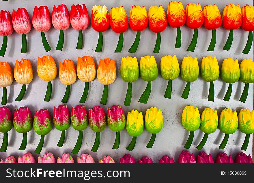 Tulips made of wood