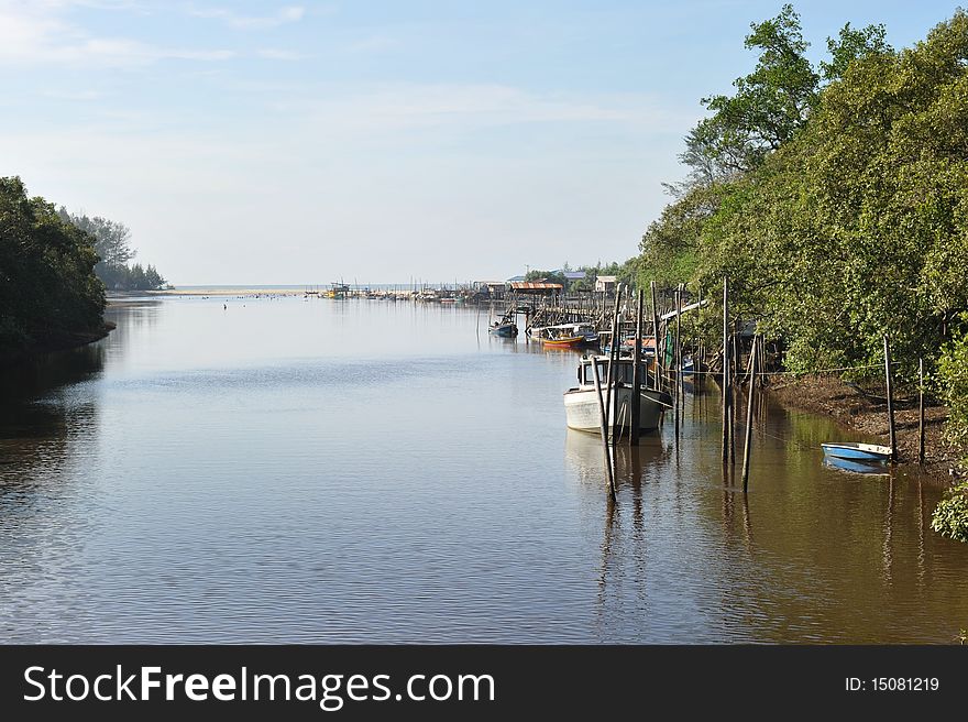 A tranquil fishing village in Trengganu,Malaysia.