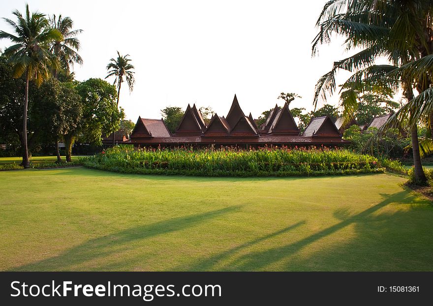 Historic wooden house thai-style in resort