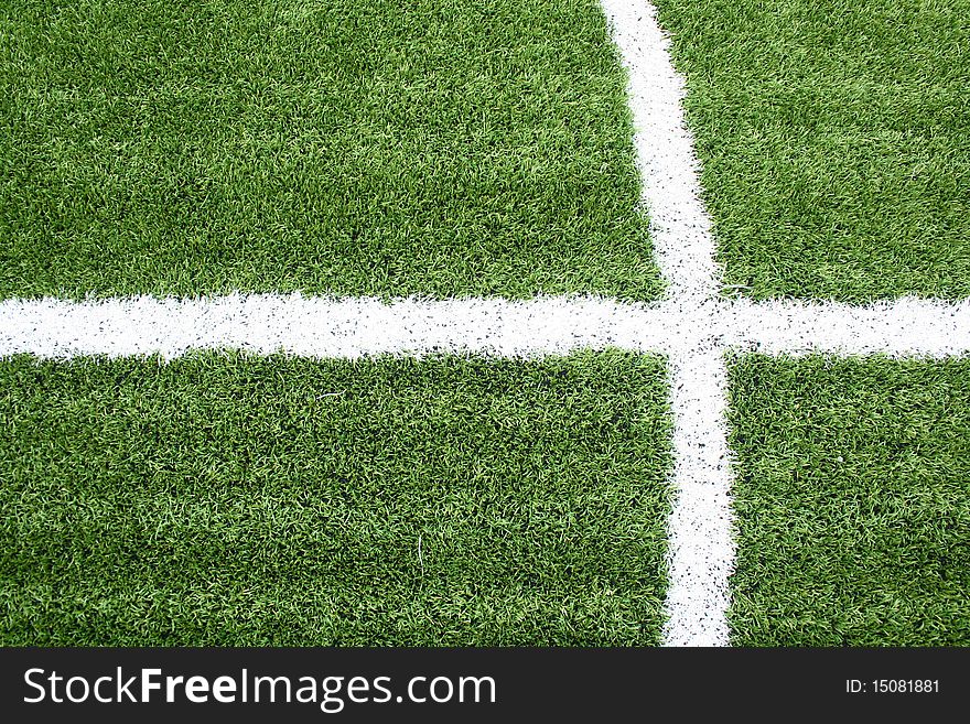 Soccer Field With White Lines On Grass