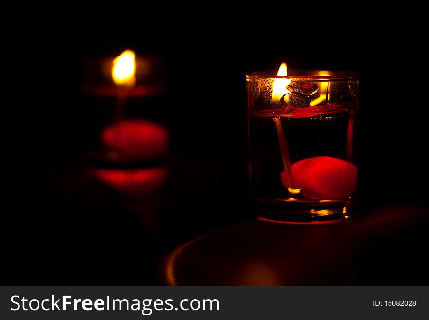 The black isolated of candlelight in the dark