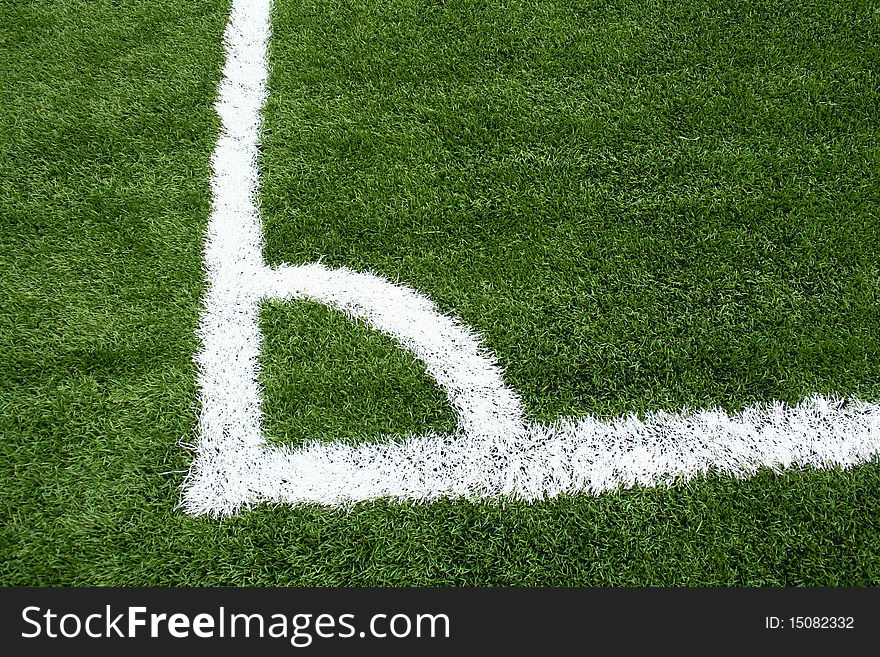 Corner kick on soccer field