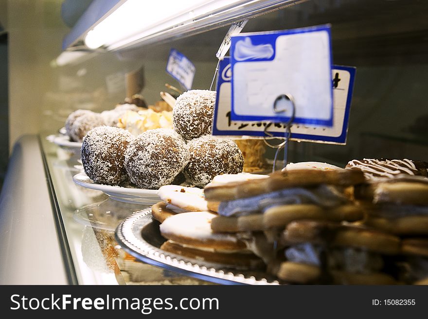 Lots of cakes in the coffeshop