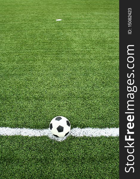 The soccer ball on kick point