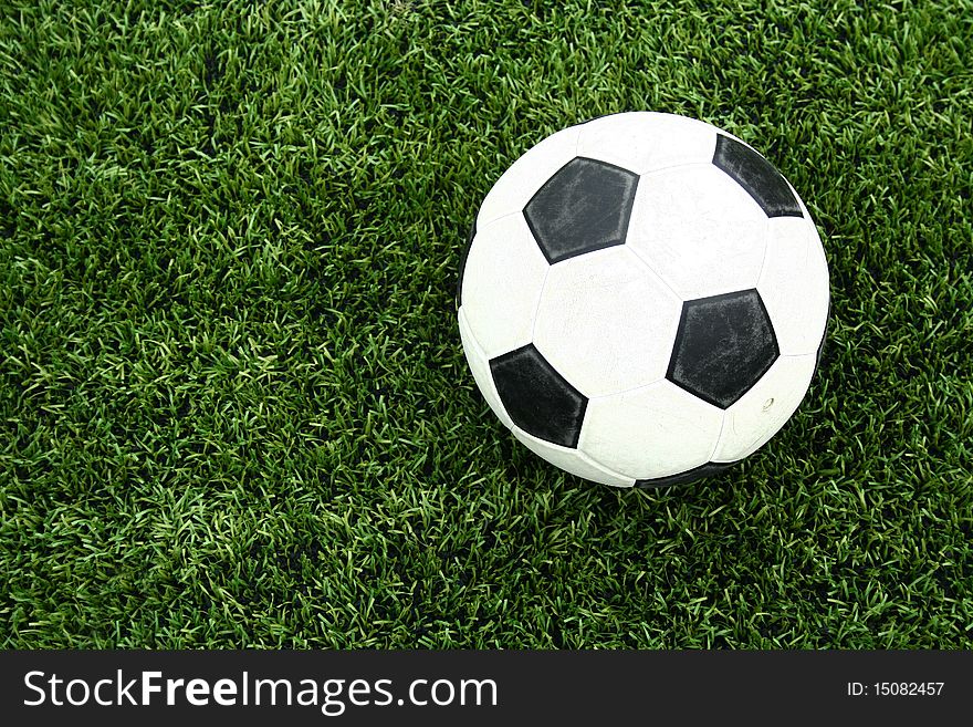 The soccer ball on green grass
