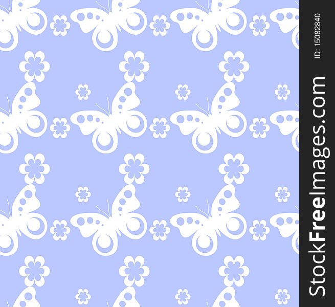 Vector seamless pattern with butterflies and flowers