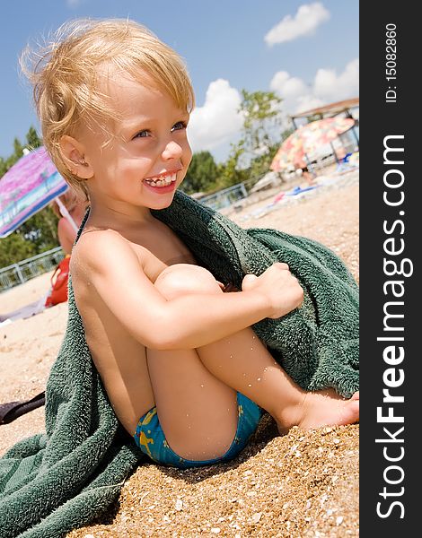 Little boy having fun at the beach