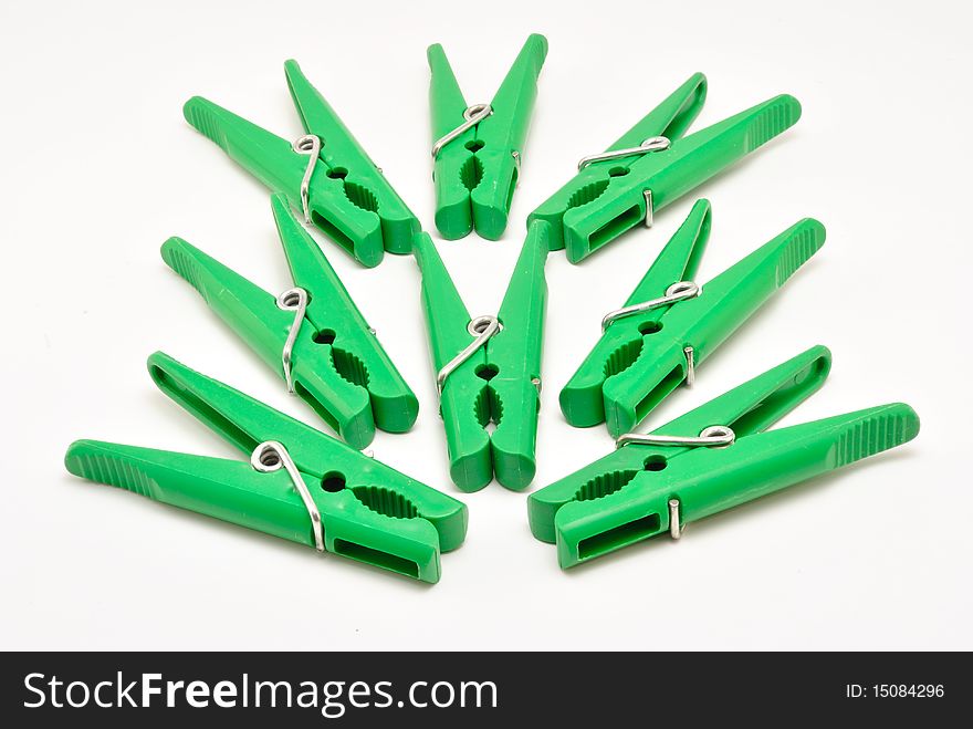 Set of green linen pegs. Set of green linen pegs