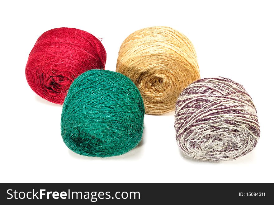 Colored balls of wool yarn isolated on white background. Colored balls of wool yarn isolated on white background