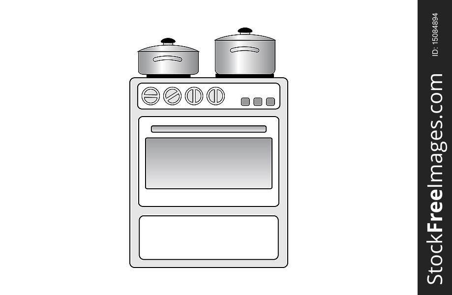Kitchen-stove on a white background. Kitchen-stove on a white background