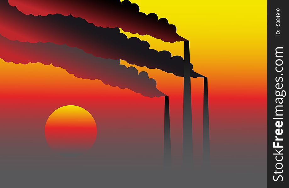 Sunrise in the industrial landscape. Sunrise in the industrial landscape