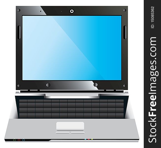 Illustration of the isolated modern laptop. Illustration of the isolated modern laptop