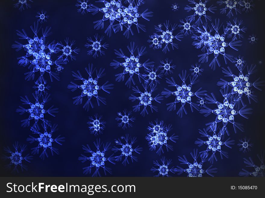 Abstract background with blue or big snowflakes. Abstract background with blue or big snowflakes