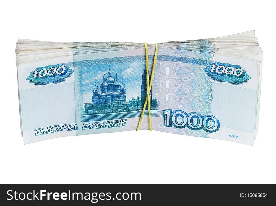 Pack of the roubles by bandaged rubber