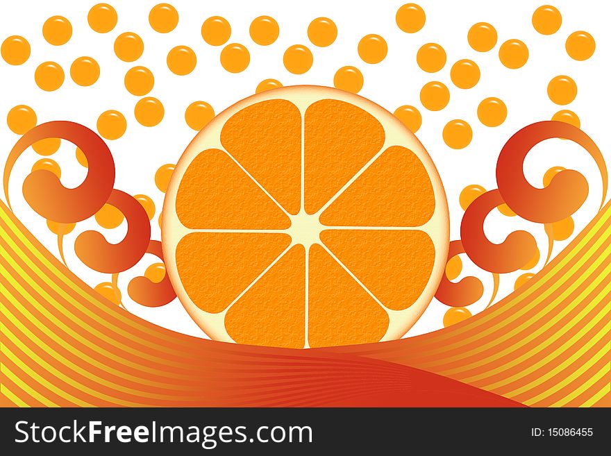 The stylized image segments of an orange