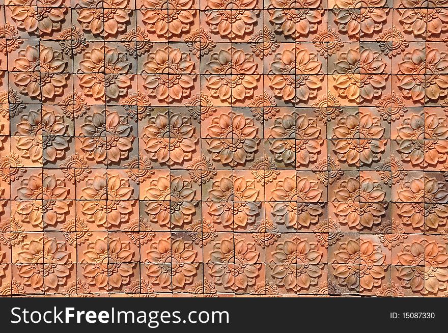 Texture tile wall with flower