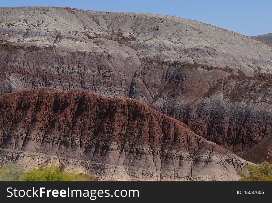 A mountain showing the different colors of erosion. A mountain showing the different colors of erosion.