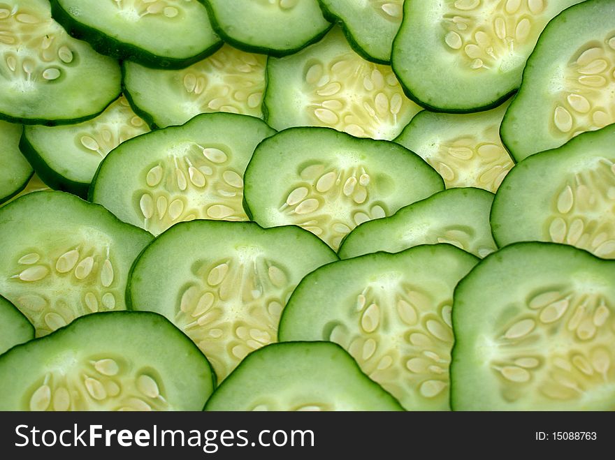 Makeup aromatic appetizing green cucumber- palatable snack