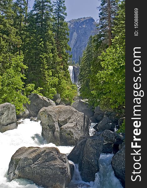 Yosemite River In Summer On A Clear Day, Californi